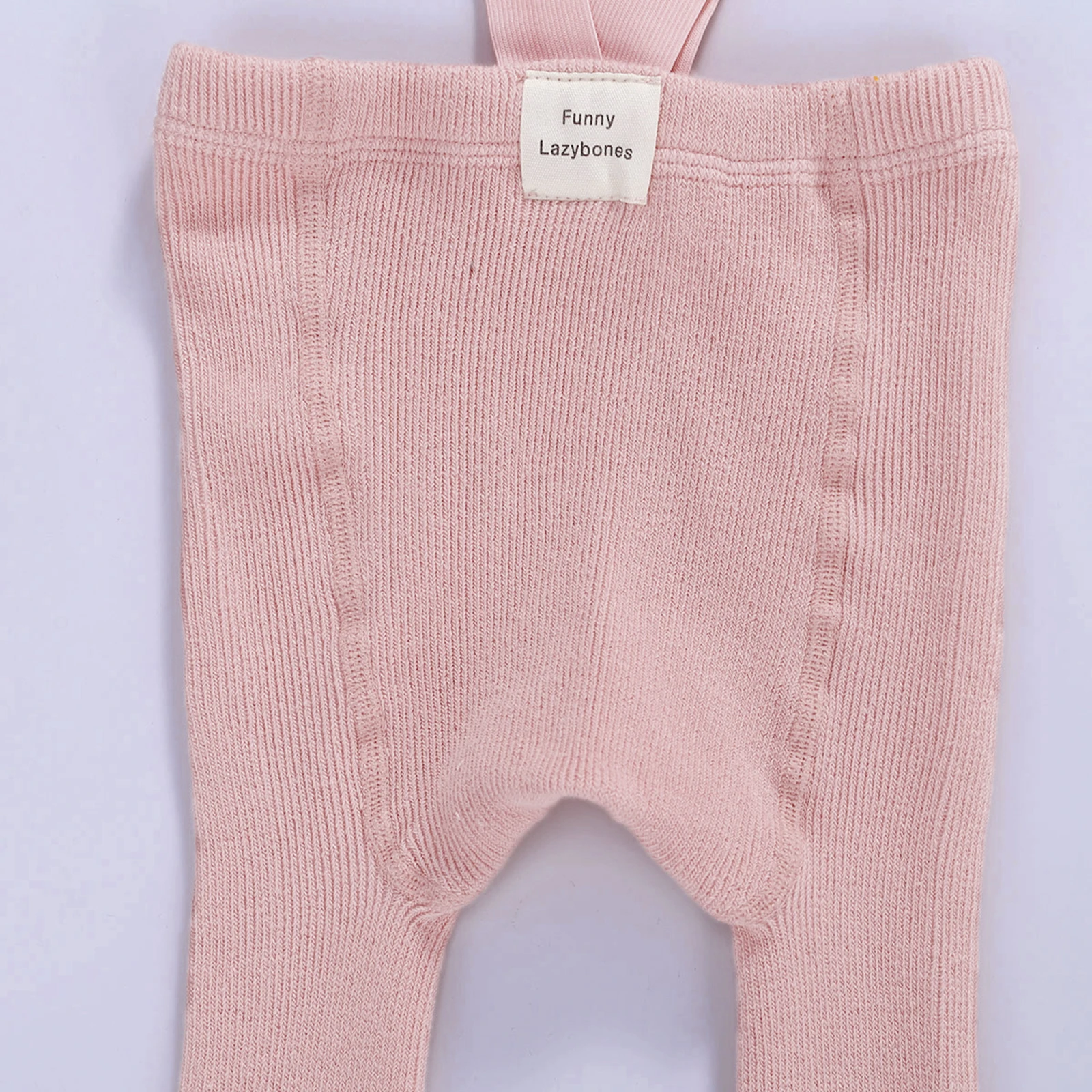 Tregren 0-3Years Newborn Baby Suspender Overall Pantyhose Solid Color High Waist Ribbed Knit Tights Infant Spring Fall Leggings