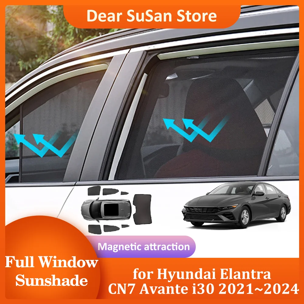

Magnetic Sunshade for Hyundai Elantra CN7 Avante i30 Sedan 2021~2024 Roof Windshield Curtain Window Sun Visor Cover Accessories