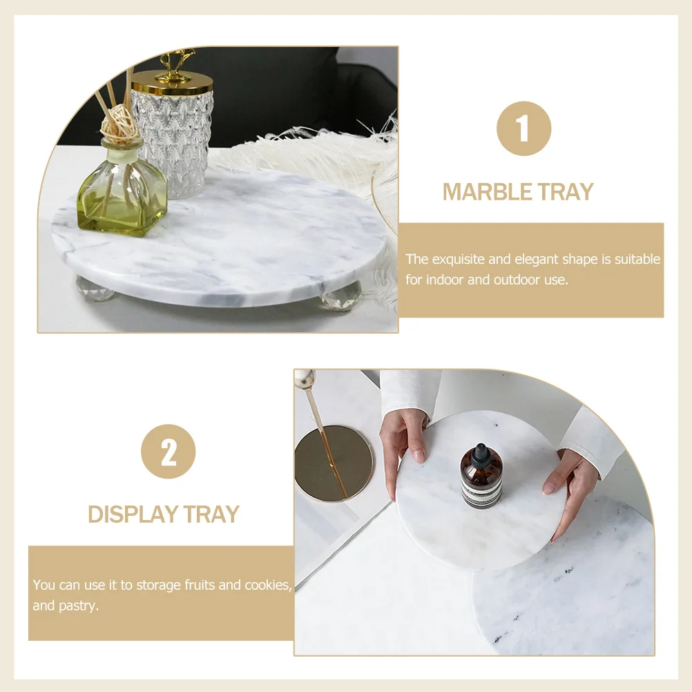 Marble Tray Creative Round Shape Durable Safe Multi-Function Fruit Holder Snack Dessert Display Tray Home Accessory