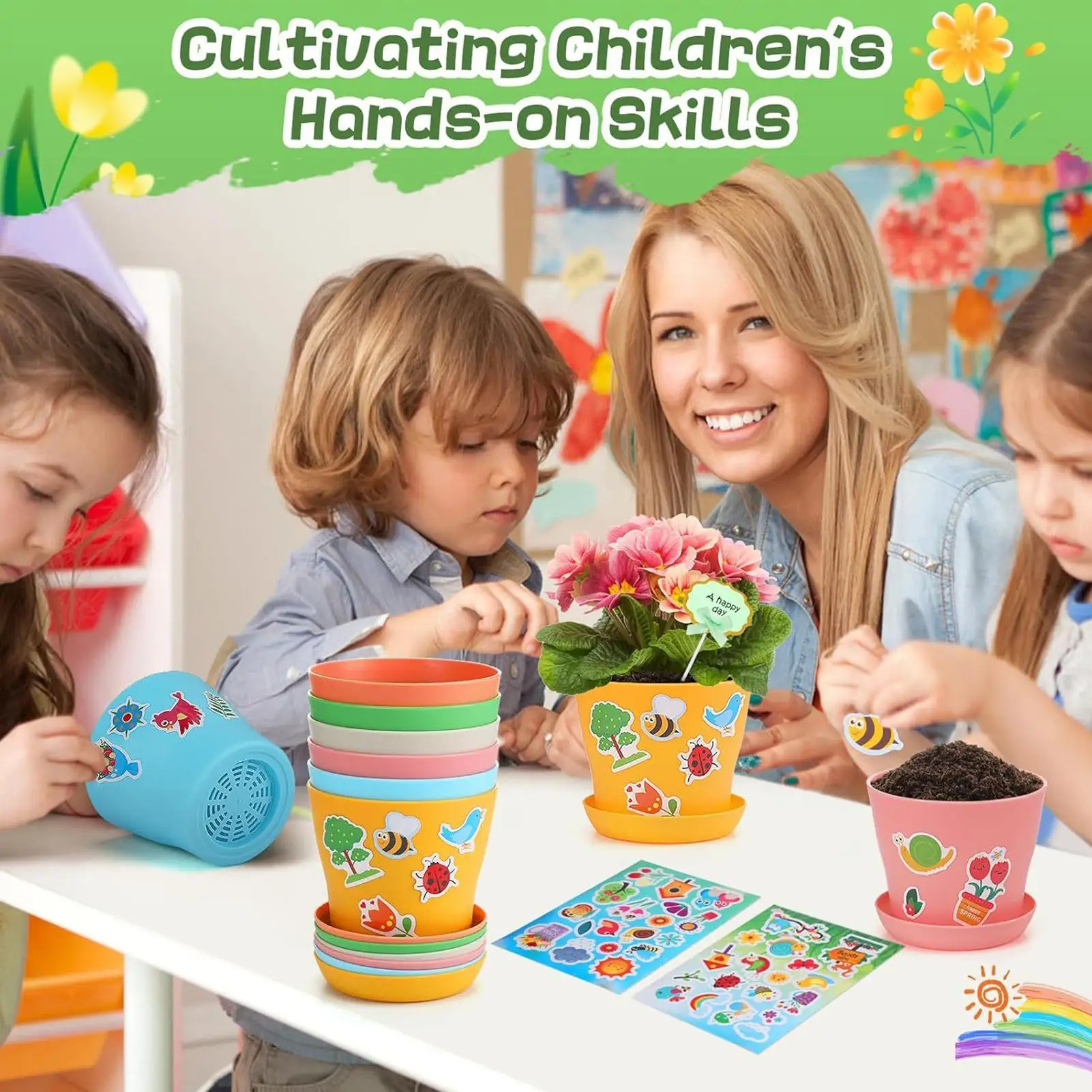 spring-kids-crafts-colorful-educational-diy-funny-kids-gardening-stickers-craft-kits-for-kids-aged-4-handmade-crafts-home-school