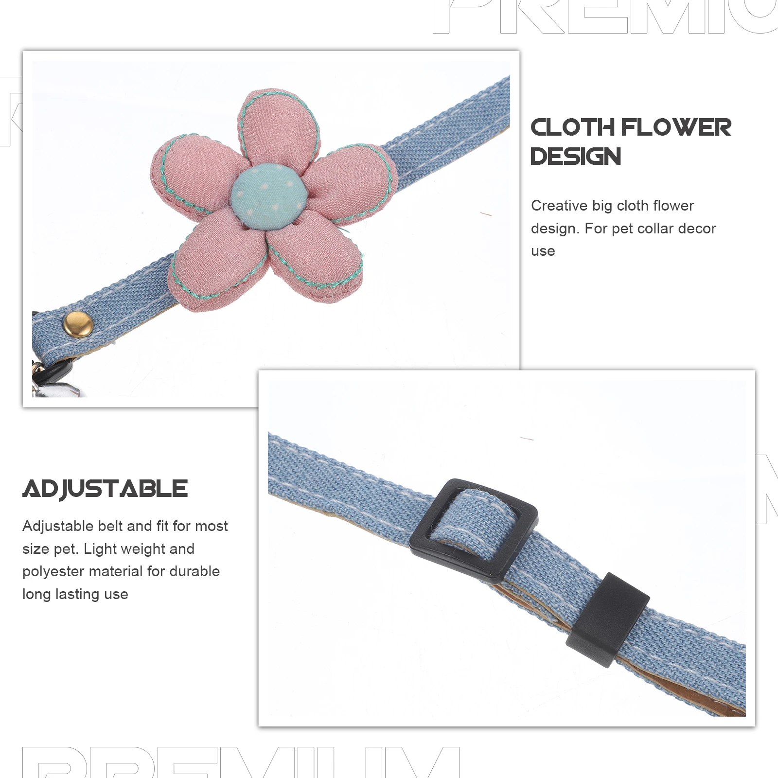 

Flower Bell Necklace for Dogs Cats Pet Collar Adjustable Buckle Soft Polyester Big Cloth Decor Elegant Design Cat Accessories