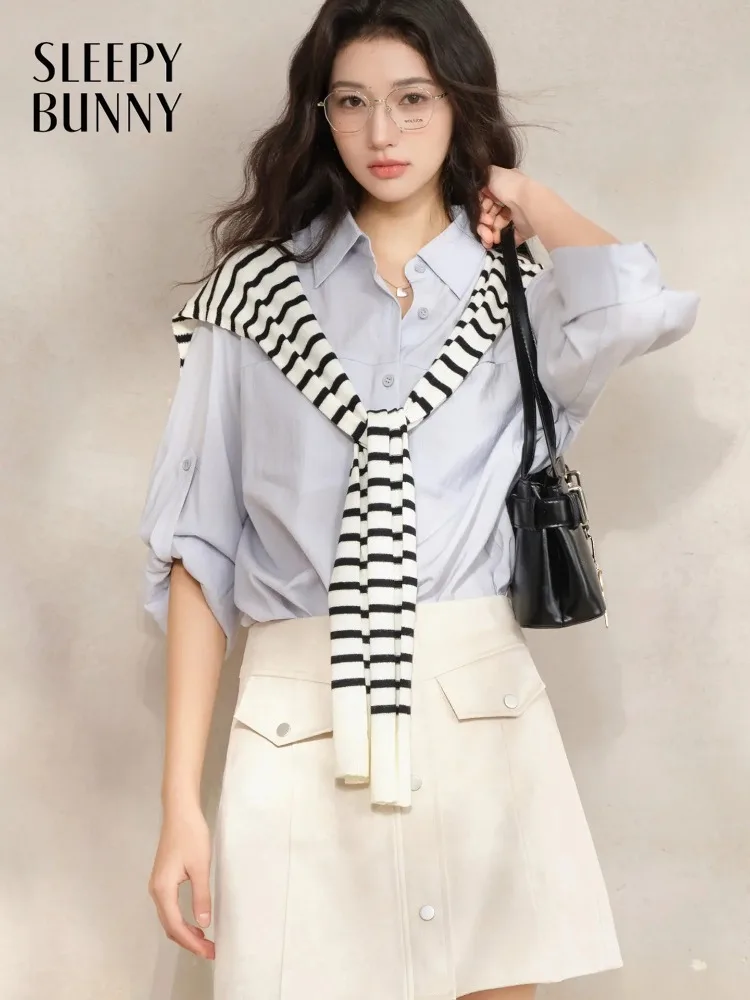 

Женская весенняя рубашка-блузка с французским воротником, универсальная, двусторонняя, изо льна, элегантная, повседневная, легкая, модная, шикарная, на каждый день