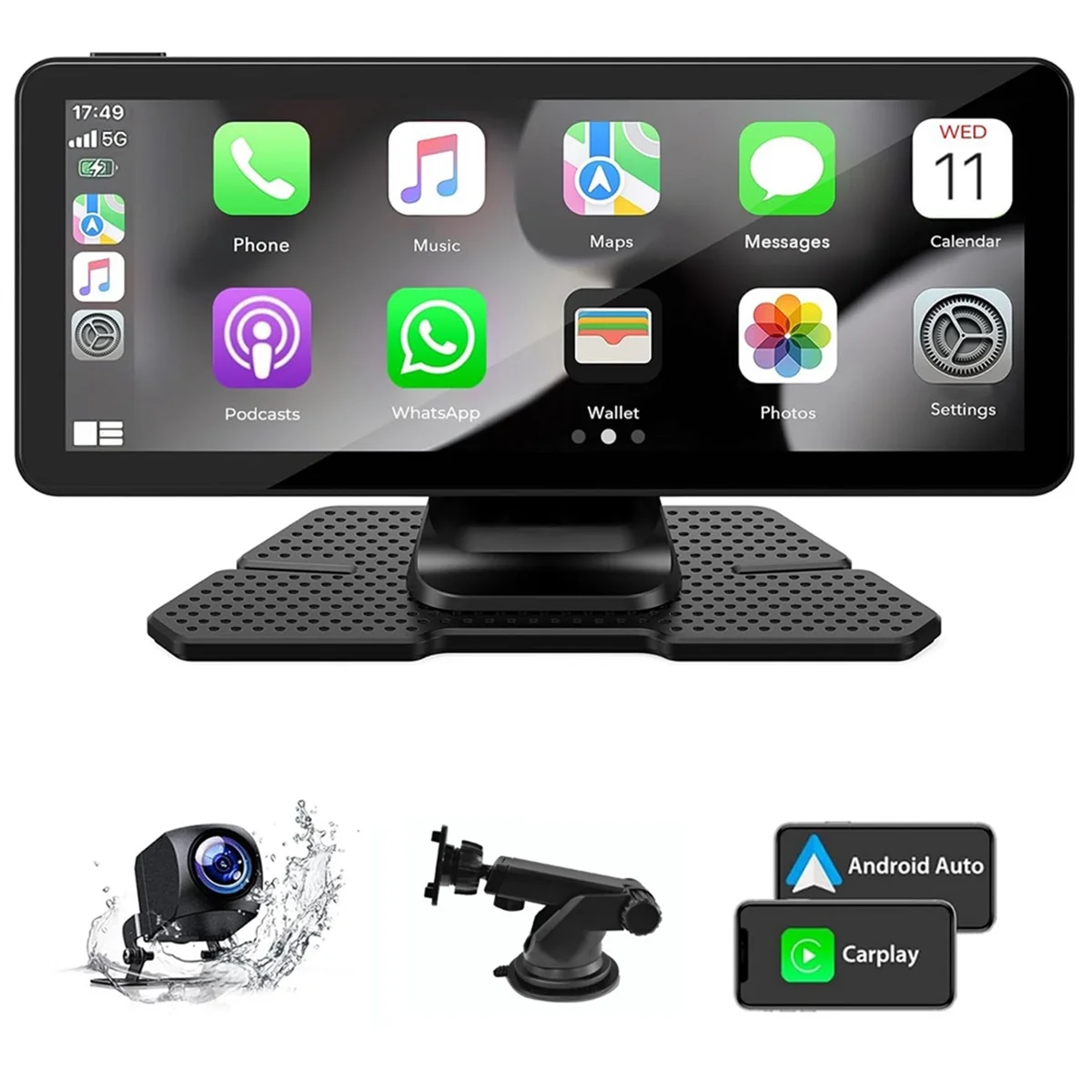 Wireless Carplay Car Stereo Portable 6.86In Touch Screen Android Auto Backup Camera Navigation Mirror Link/FM/Bluetooth