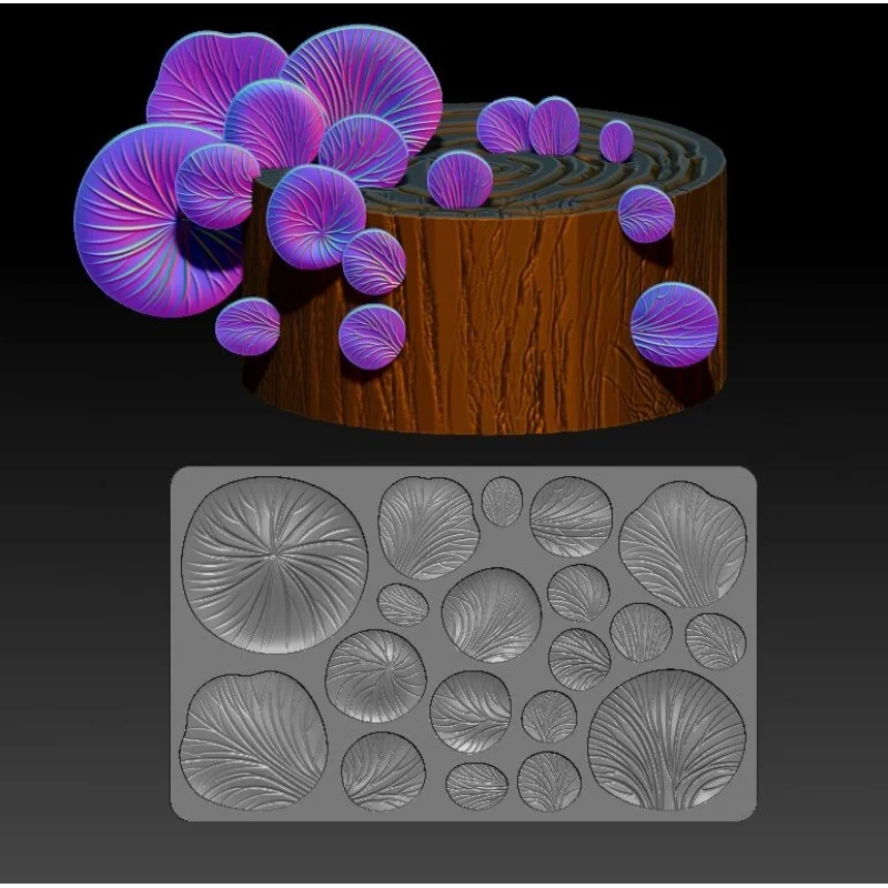 New Tree Stump Mushroom Fungus Fondant Silicone Mold DIY Chocolate Decoration Cake Baking Tools