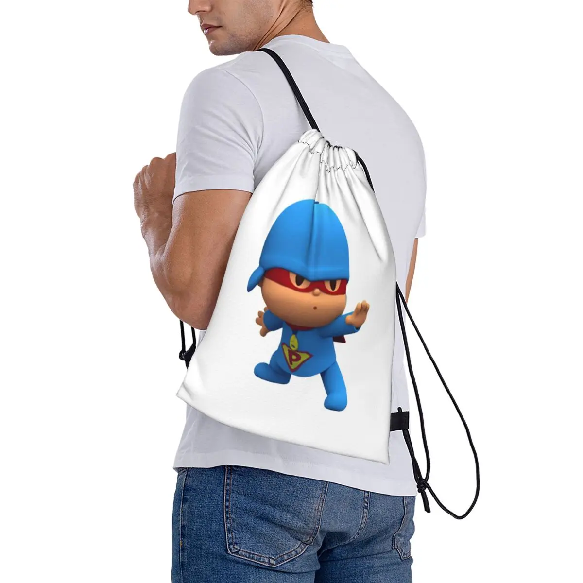 Super Pocoyo Backpacks Casual Drawstring Bundle Pocket Sports Bag Book Bags for Man Woman Students
