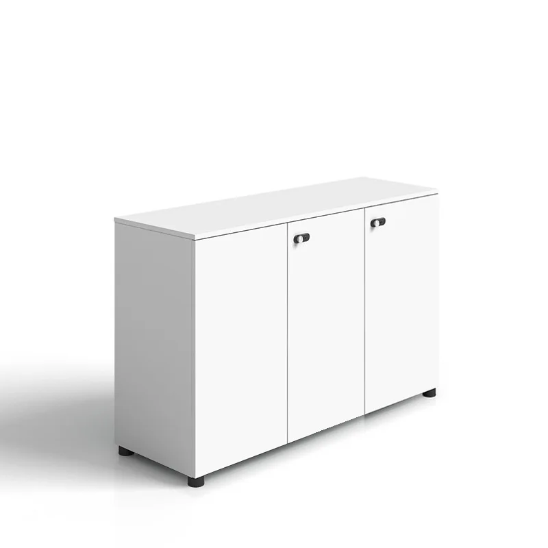 White wooden filing cabinet, floor information with password, office printer tea partition cabinet