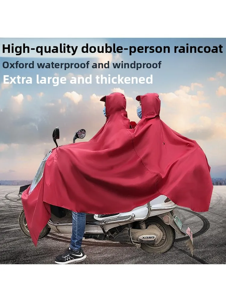 

Thickened Oxford Cloth Adult Vehicle Raincoat Double Rider Outdoor Cycling Rainwear Motorbike Rain Poncho Waterproof
