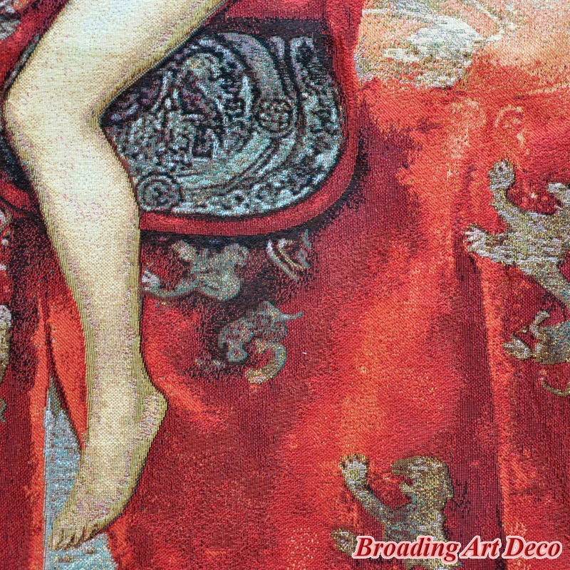 Lady Godiva Medieval Art Tapestry Wall hanging Jacquard Weave Gobelin Textile Decoration Aubusson Cotton 100% Big Size 140x100cm