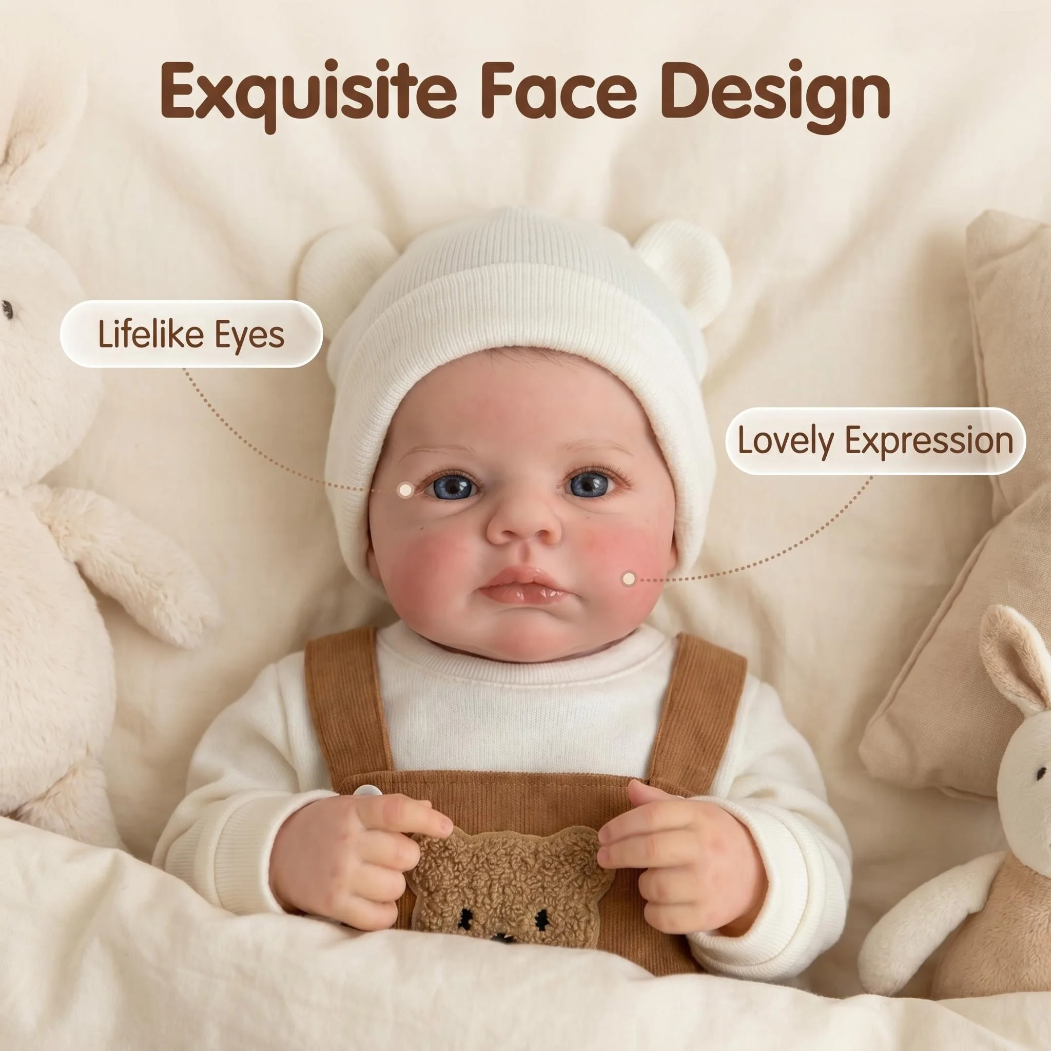 NPK 19inch Newborn Lifelike Baby Doll Handmade Soft Body 3D Skin Visible Veins Loulou Awake High Quality Simulation Collectible