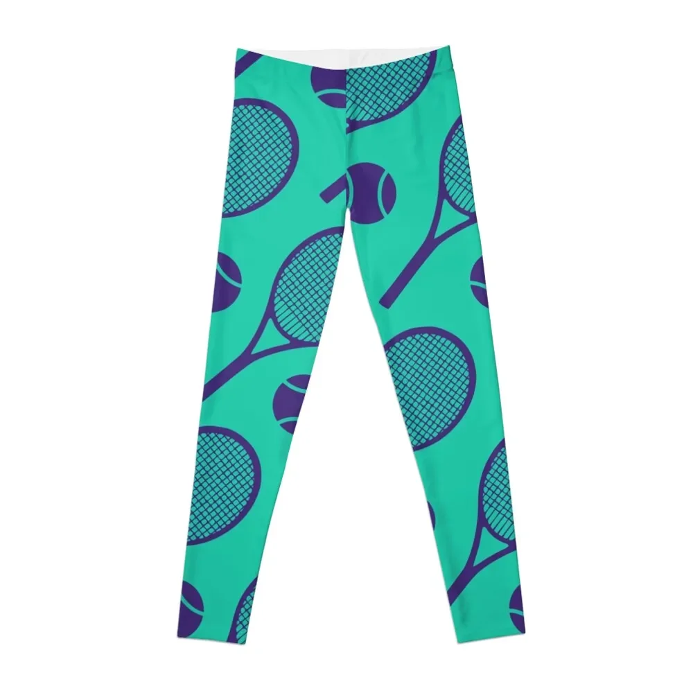 

Cool tennis purple and minty pattern Leggings Women's sports pants Clothing fitness Women's high waist Womens Leggings