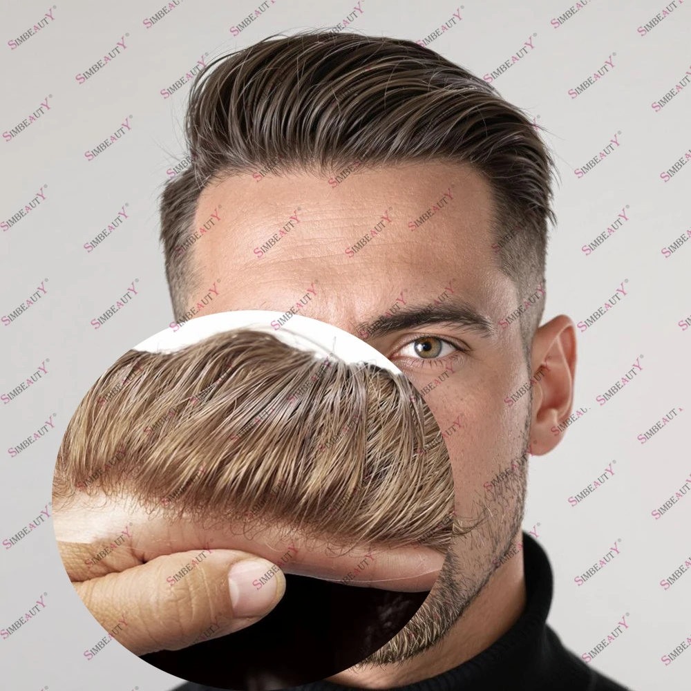 

Супер тонкая кожа, необнаружимые европейские мужские человеческие волосы, капиллярный протез 0,06 мм, Vloop, силиконовый мужской парик из искусственной кожи, шиньон