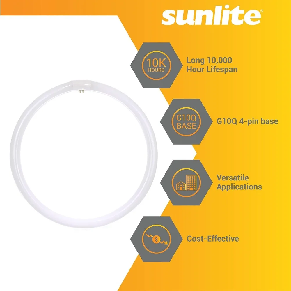Sunlite 41524 FC16T9/CW T9 runde Leuchtstoff-Kreislauflampe, 40 Watt, 2600 Lumen, 4100 K Kaltweiß, RoHS-konform, G10Q 4-polig
