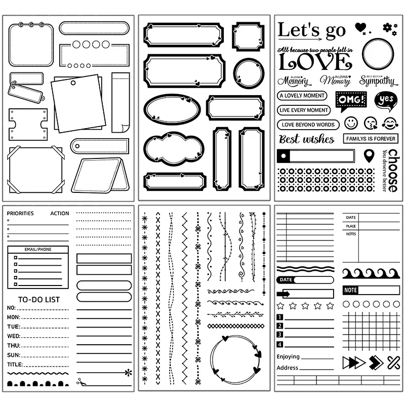 Practical Wireframe/sketchpad/photo Frame Clear Stamp for Scrapbooking Card Making Stamps Supplies Silicone Seals for Scrapbook