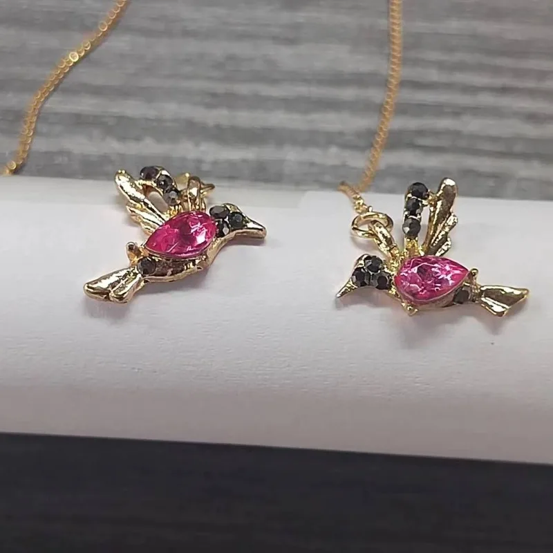 1pair Creative Fashion Shining Exquisite Cute Long Chain Hummingbird Animal Threader Earrings, Elegant Ear Lines, Birthday Party