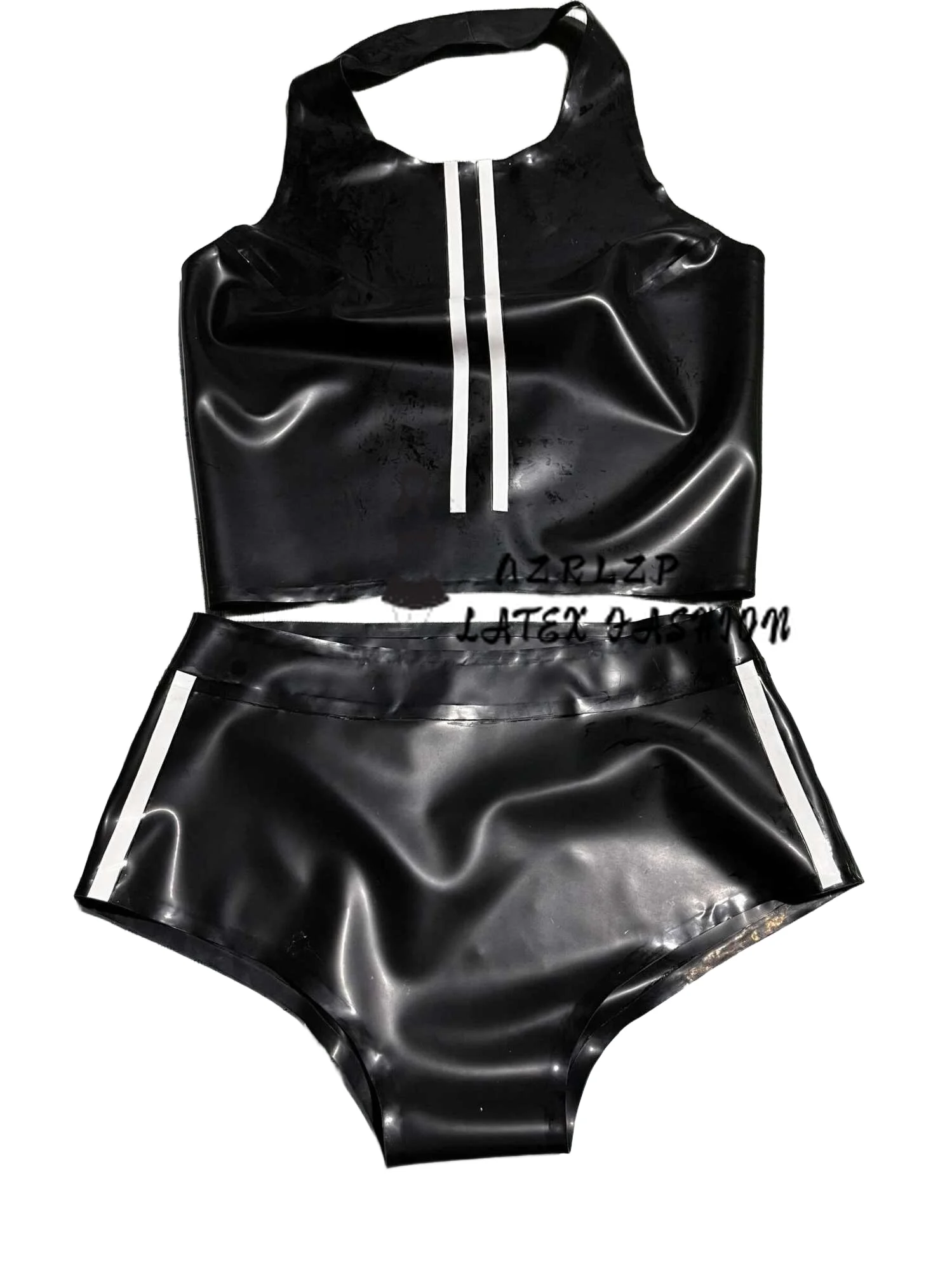 Latex-Tanktops, Westen, Camisoles, kurze Oberteile + Shorts, Slips, Strumpfhosen-Set
