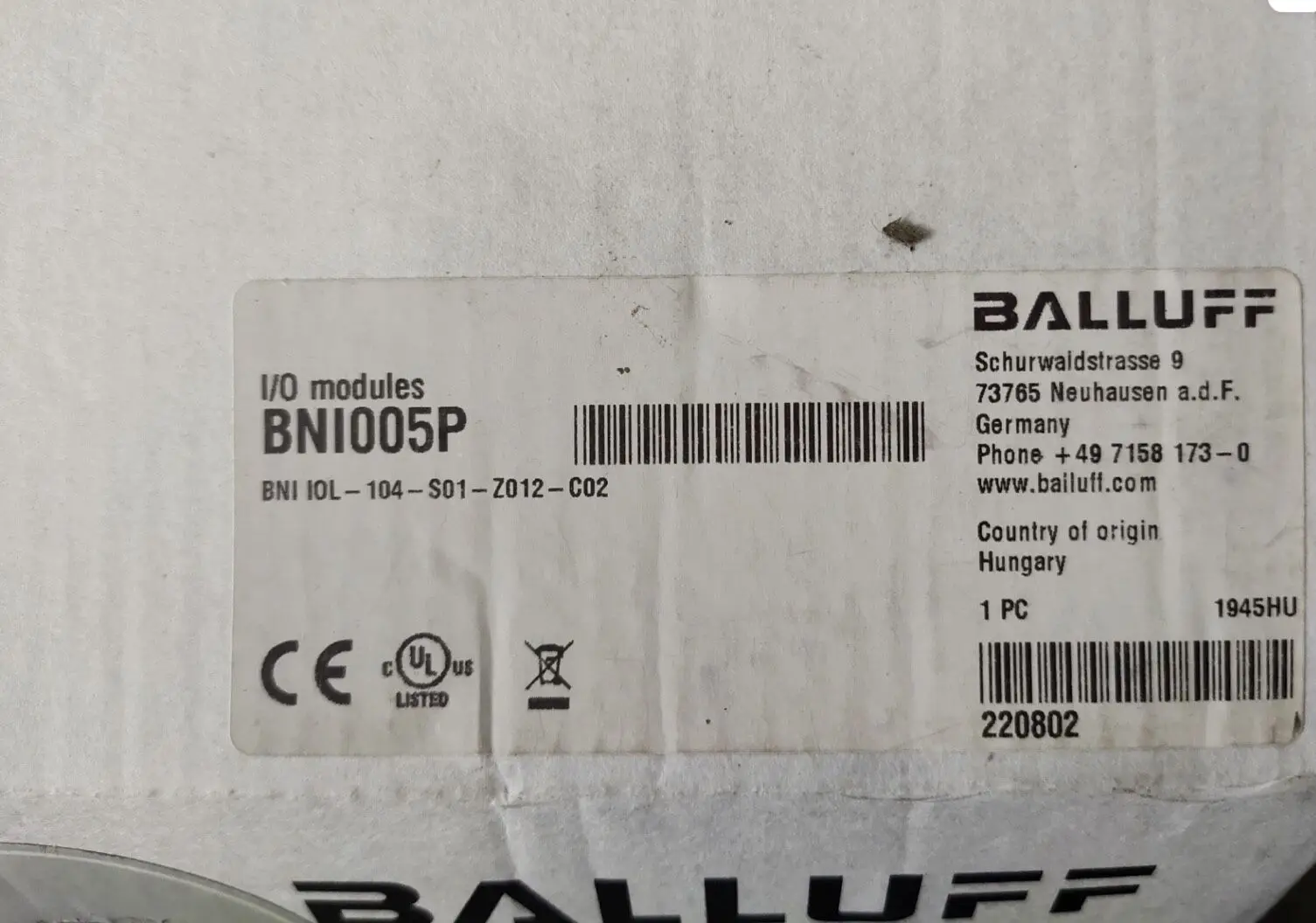 BNI005P BNI IOL-104-S01-Z012-C02 Germany BALLUFF Balluff Module