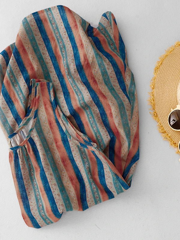 Retro japanische Sle gestreifte Weste Damen Sommer Loose Fit Svel Top Farbe Blo mittellanges Design Pendeln Faion