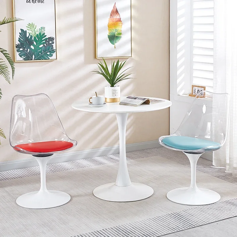 Nordic Simple Light Luxury Leisure Negotiation Acrylic Transparent Tulip Backrest Swivel Chair