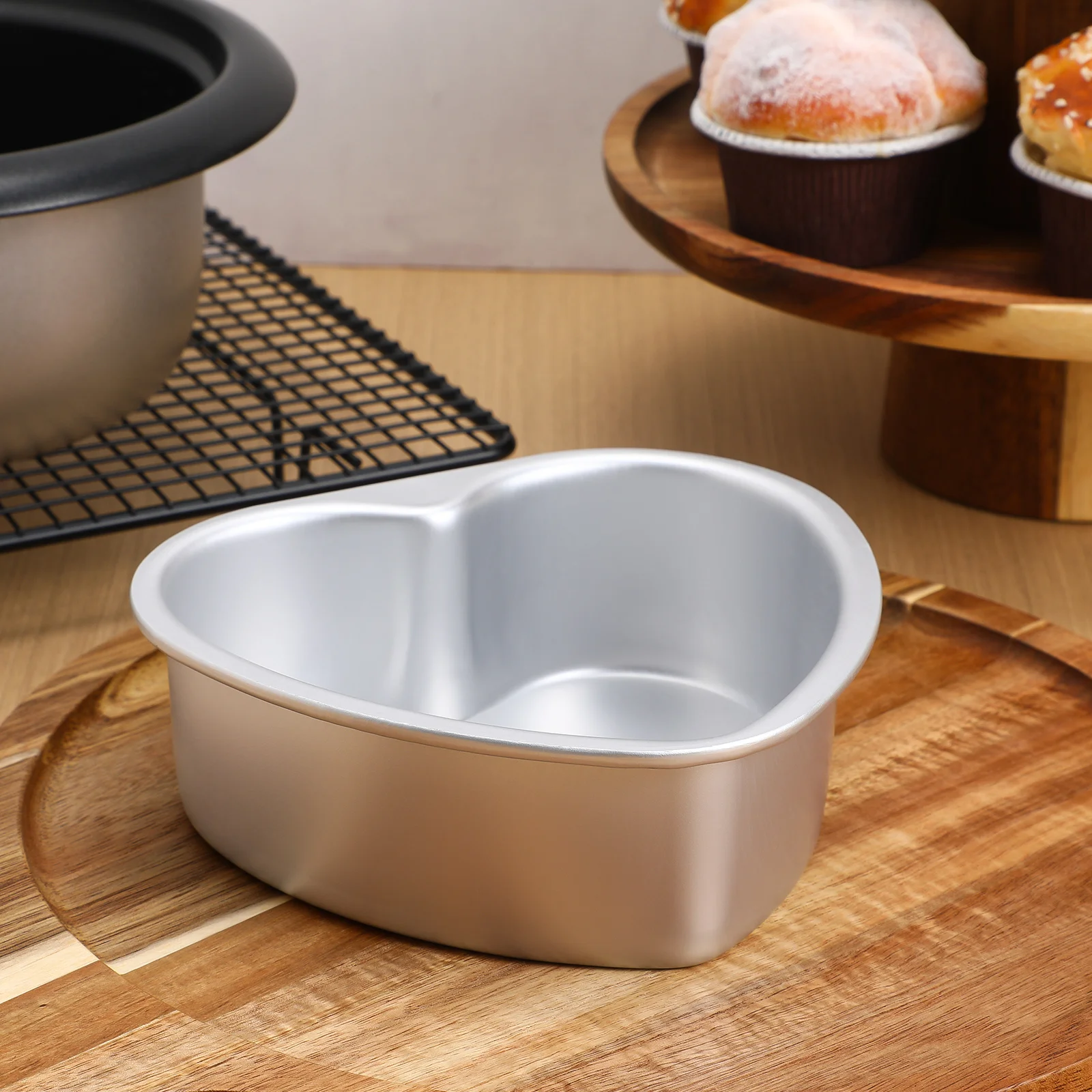 6 Inch Cake Pans 6-inch High-quality Thickened Heart-shaped Live Bottom Mold Removable Anodized Aluminum Dad