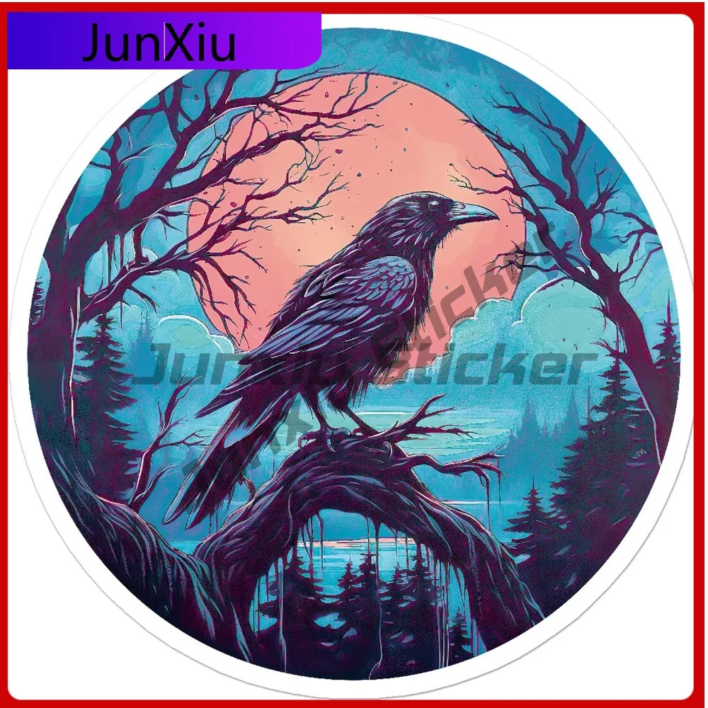 

Creepy Crow Moon Anime Must Have Scratch Resistant Creative Laptop Decal Decoration Waterproof Vinyl Car Window Bumper Auto