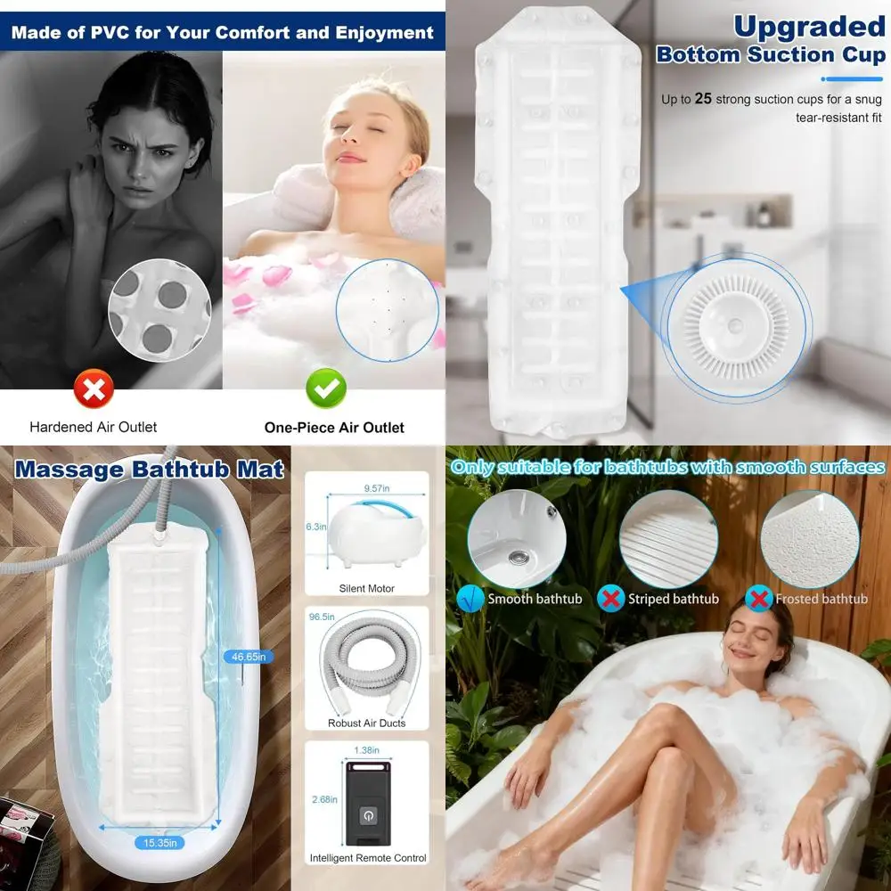 

Portable 3-Speed Spa Bubble Bath Massager with Hydrotherapy Jets, Non-Slip Cups, and Quiet Motor for Luxury Home Tub Experience
