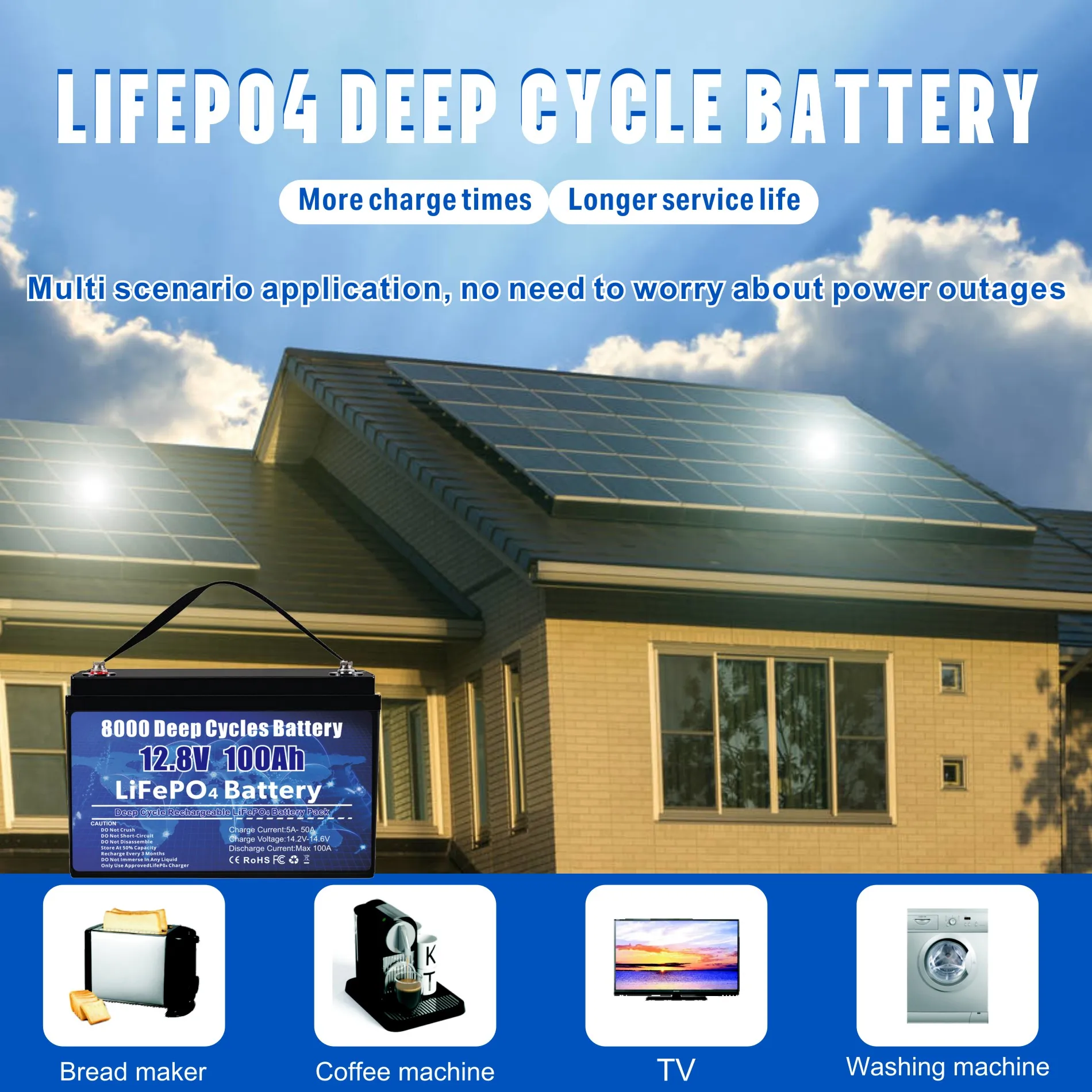 VEMDIA LiFePO4 Lithium Battery 12V 100Ah Deep Cycle Rechargeable Lithium Iron Phosphate Rechargeable Battery