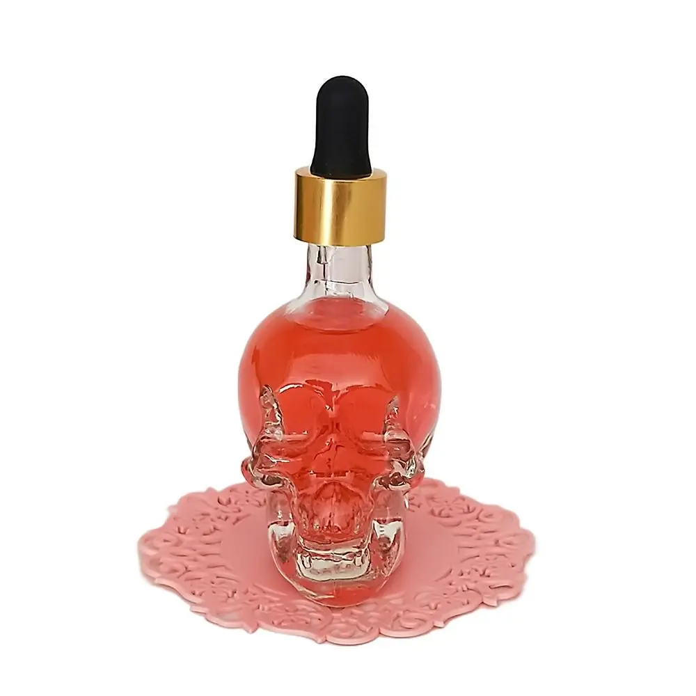 

Portable Glass Dropper Skull Shape Bottle Transparent with Pipette Glass Liquid Dropper Bottle Dispenser Creative Travel