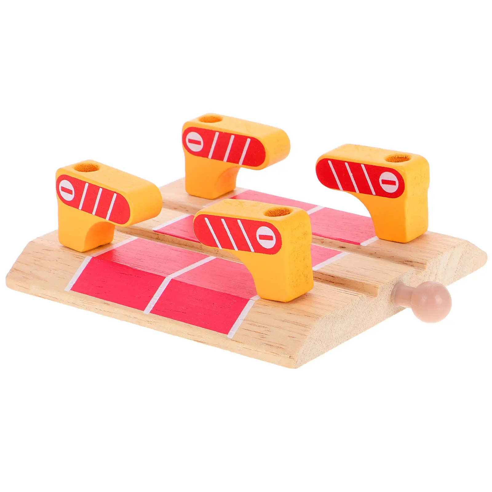 

Wooden Train Track Accessories Set Railway Station Platform with Barricades Tracks and Wooden Road Blocks for Kids Educational