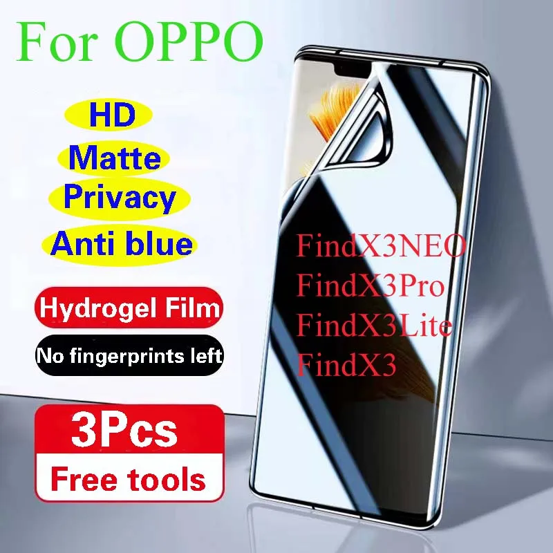 FindX3Lite Privacy Screen Protector For OPPO Find X3 Pro Matte Hydrogel Film Find X3 NEO Soft HD Full Coverage Blue Anti Peeping