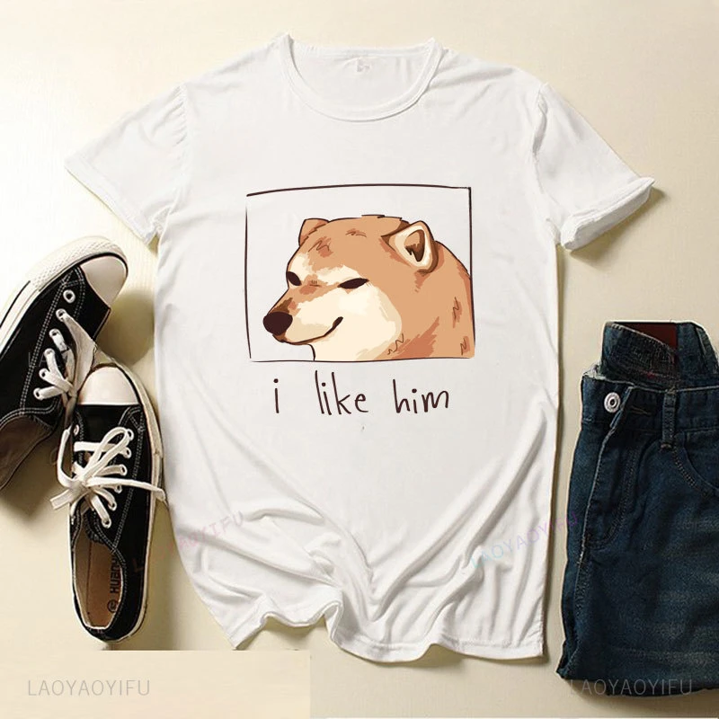 Cheems Doge Funny Self Confidence Comfortable Creative Graphic Shirt Streetwear Leisure Cotton Tops Like Him Style Man T Shirt