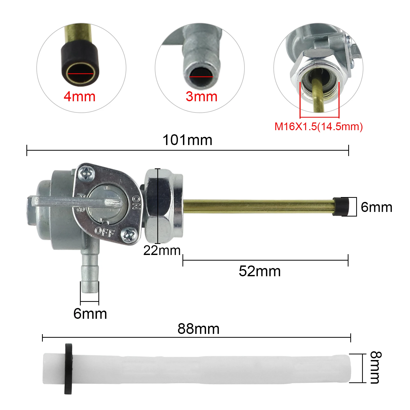 Gas Fuel Petcock Valve Tank Switch Cock M16*1.5 for Honda CX500 CB500 CB550 CB400 CB350 CL350 CM400 XL250S XL350 CL350K ATC2000X