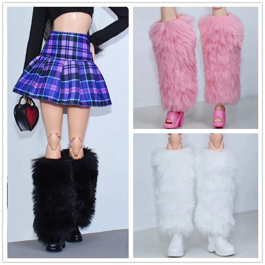 Plush leg cover and shoes / 30cm doll shoes boot cover set Accessories for 1/6 Barbie Xinyi FR ST Doll