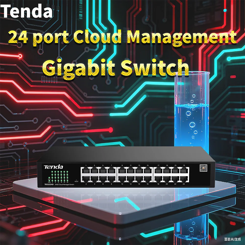 Tenda Desktop 24-Port Gigabit Managed Ethernet Switch for Enterprise 1000Mbps Network Cloud-Managed 1G Hub