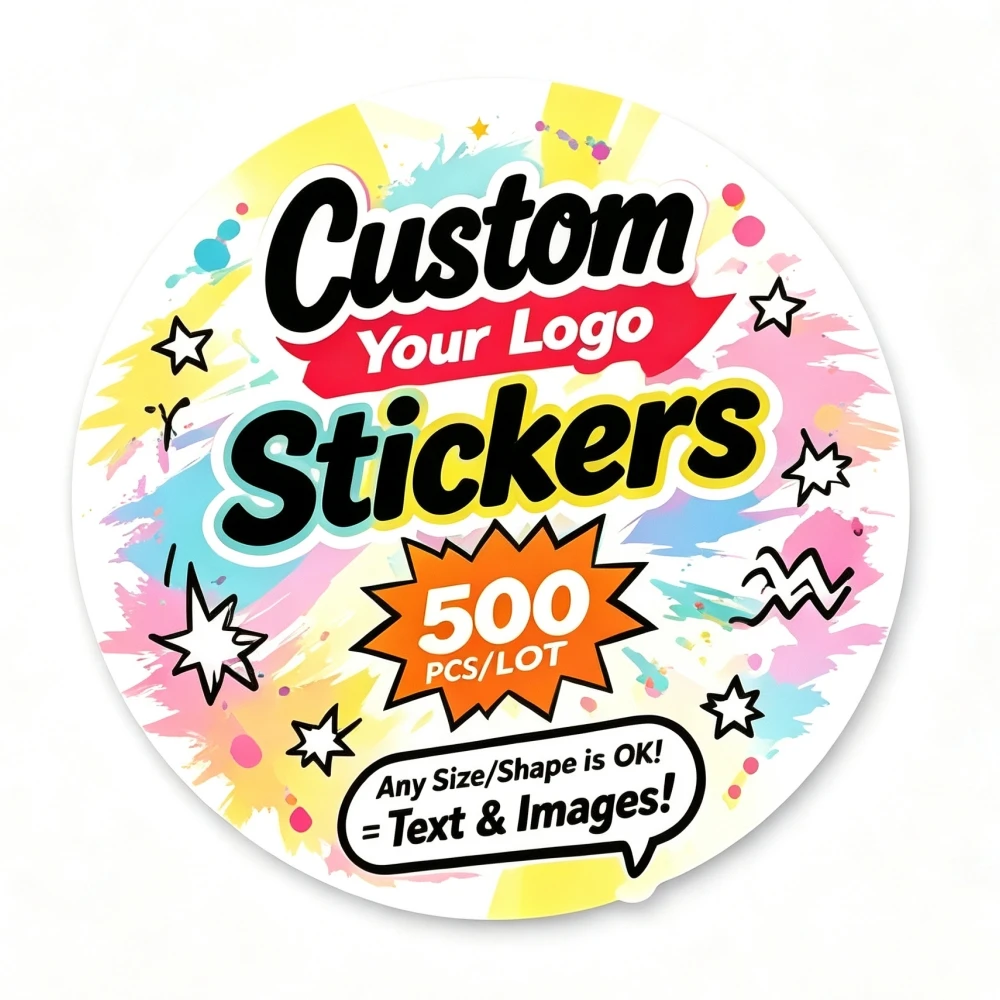 500PCS Custom Stickers and Customized Logo Wedding Birthday Gift Box Stickers Design Your Own Stickers Personalize Stickers