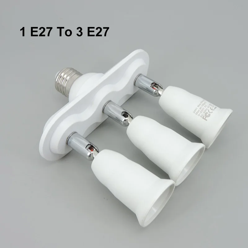 

1 E27 To 3 E27 To 3E27 Socket Splitter Lamp Base Adjustable Converters Holder For E27 LED Bulb 95-240V M20