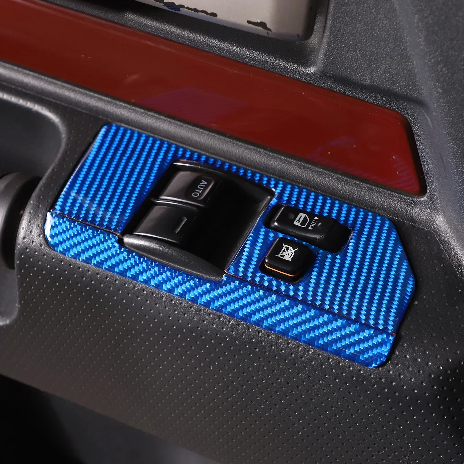 For Toyota FJ Cruiser 2007 - 2021 Glass Lift Button Decorative Frame Sticker Soft Carbon Fiber Interior Accessories 3 Pcs 6