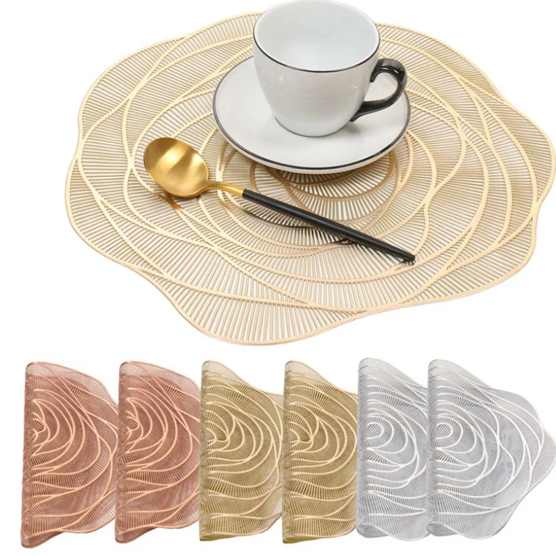 Home & Restaurant PVC Rose Placemat Non-slip Heat Insulation Washable Coasters & Bowl Coasters Kitchen Accessories