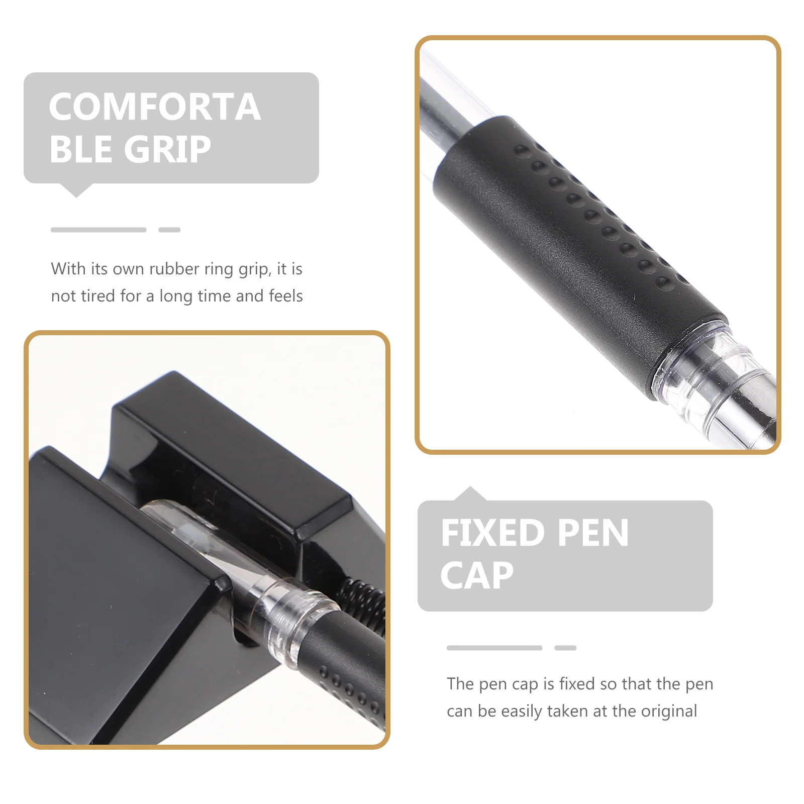 

5Pcs Bank Table Pens Plastic Material Anti Theft Design Office Supplies Black Counter Pens Office Supplies