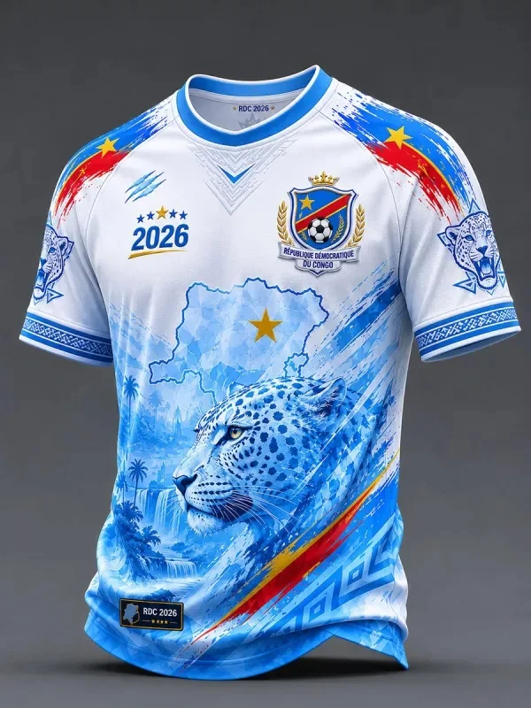 Congo Football Fan T-shirt Short Sleeved Breathable Quick Drying Street Wear Casual Football Shirt Fashionable Men 2026 New