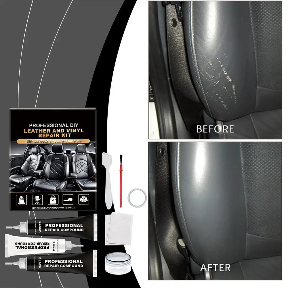 

Car Leather Seat Repair Kit Fill Cracks Scratches Furniture Sofa Seat Car Interior Maintenance Supplies 100 ml