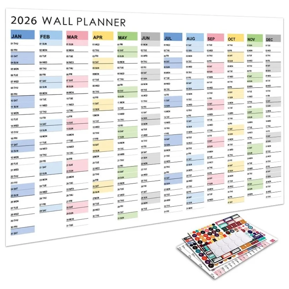 2026 جدار معلق التقويم السنوي مخطط جدول الأعمال المنظم التقويم مخطط ورقة مذكرة الوسادة للقيام قائمة الجدول الزمني