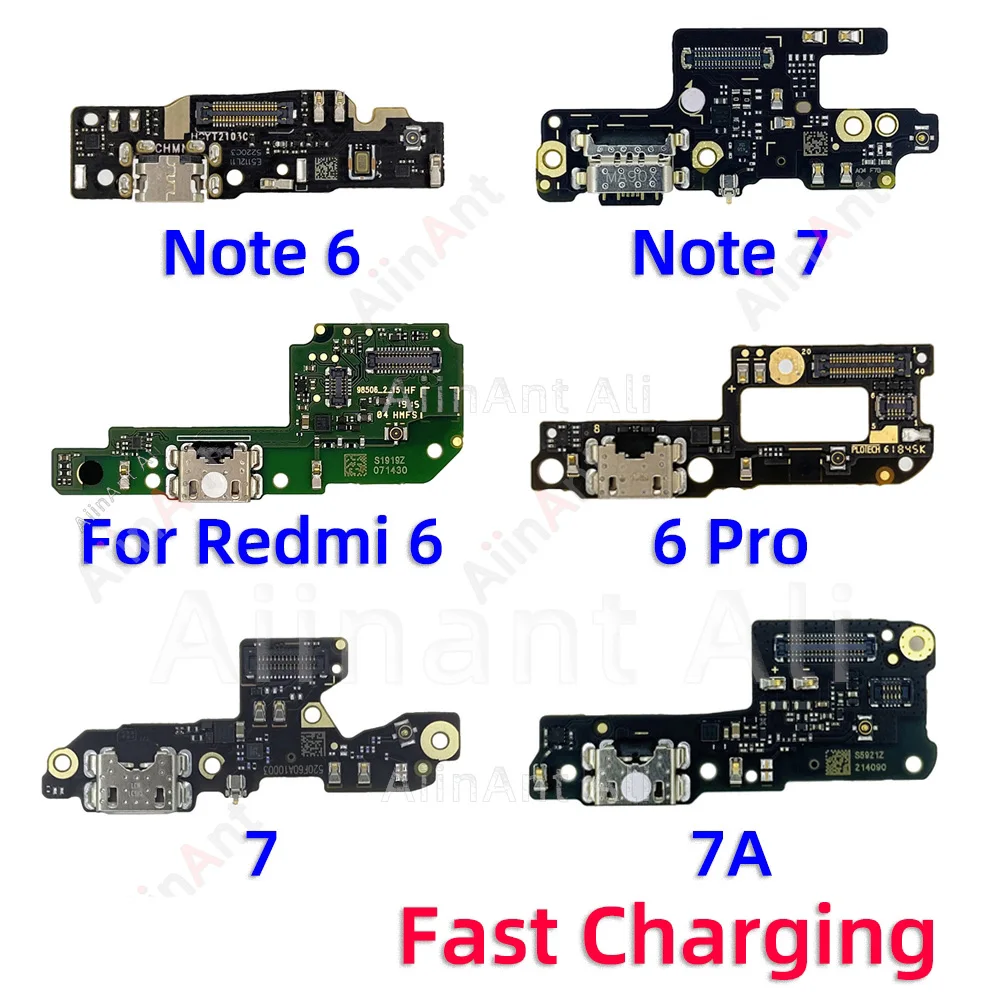 

AiinAnt USB Port Charger Board Dock Connector Charging Flex Cable For Xiaomi Redmi Note 6 7 6A 7A Pro Plus Phone Parts