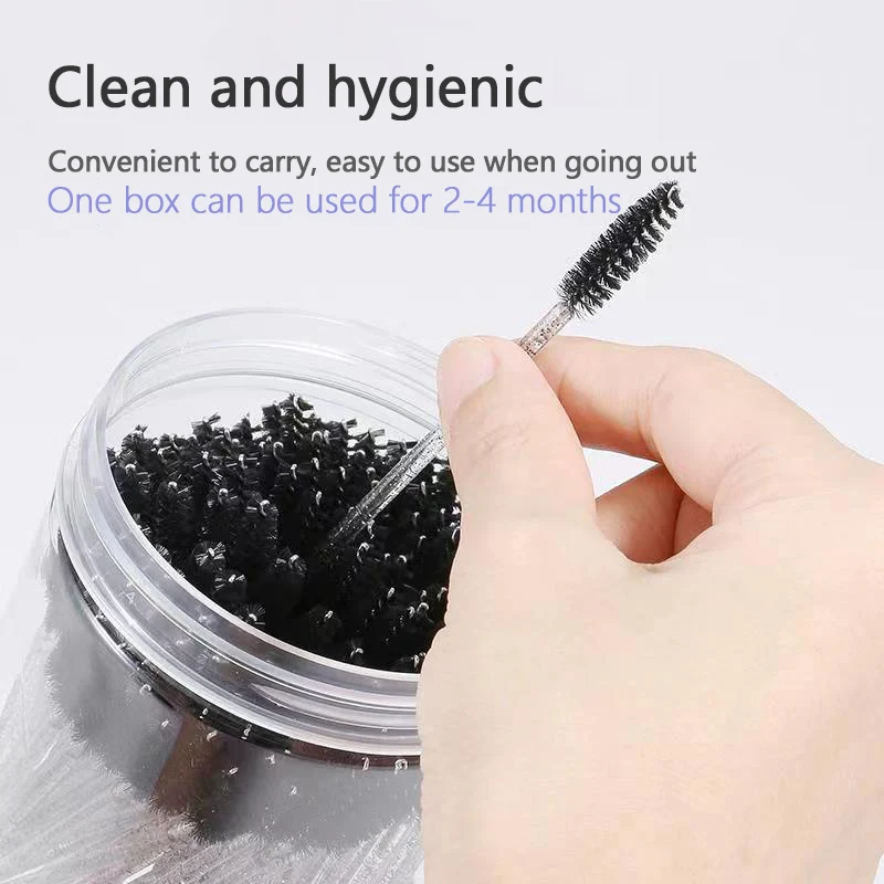 50Pcs Reusable Eyelash Brush Disposable Mascara Wands Replaceable Dust-proof Eye Lash Eyebrow Brush for Eyelashes Extension