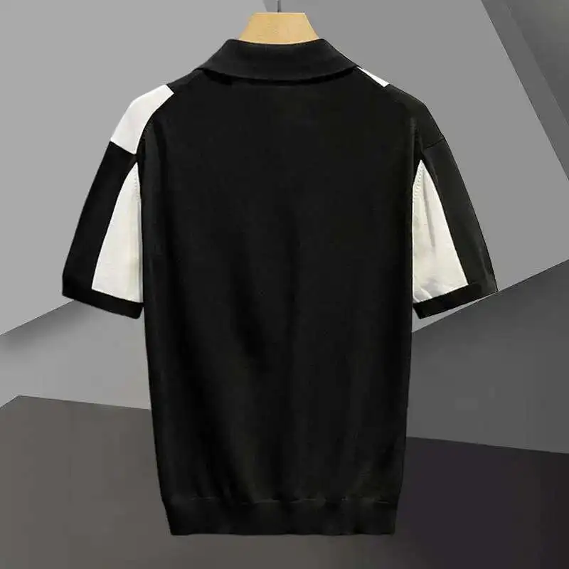 2023 Summer Lapel Polo Shirt Men's Business Slim Breathable T-shirt High Quality Casual Solid V-neck Short Sleeve Polo 3 Colours