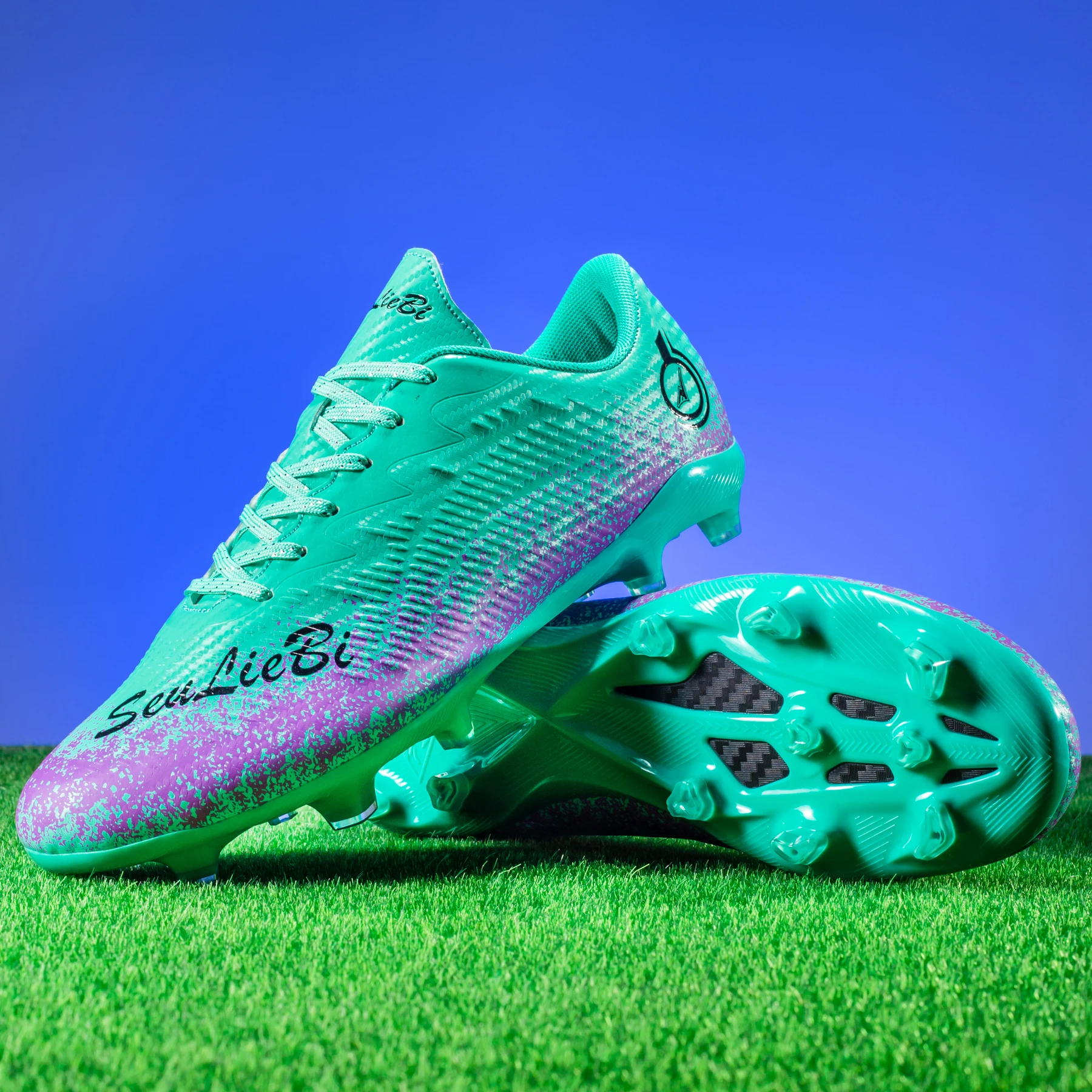 

Firm Ground Soccer Cleats Boys Girls Athletic Outdoor Football Shoes, Mens Sport Flexible Athletic Lace Up Soccer Shoes
