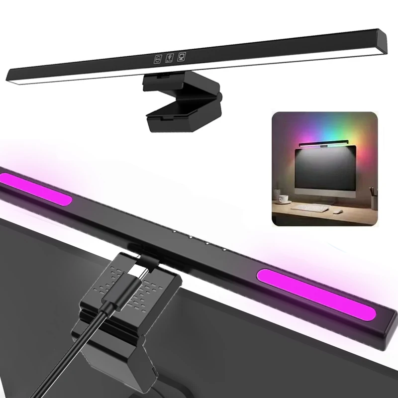 Monitor Hanging Light LED Reading Light Bar Gaming RGB Wall Atmosphere Night Lamp Work Eye Protection Lighting