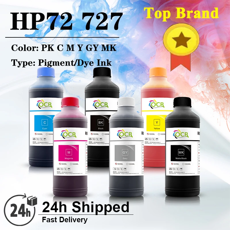 500 ml 6 PC Für HP 72 Tinte Flasche Kompatibel Für HP T1110 T1120 T1200 T1300 T2300 T610 T770 t790 T795 Drucker Refill Dye Tinte