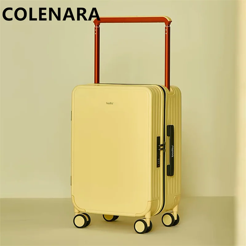COLENARA 1820 Inch Portable Cabin Luggage Bag For High-quality ABS+PC Student Wide Pull Rod Travel Suitcase