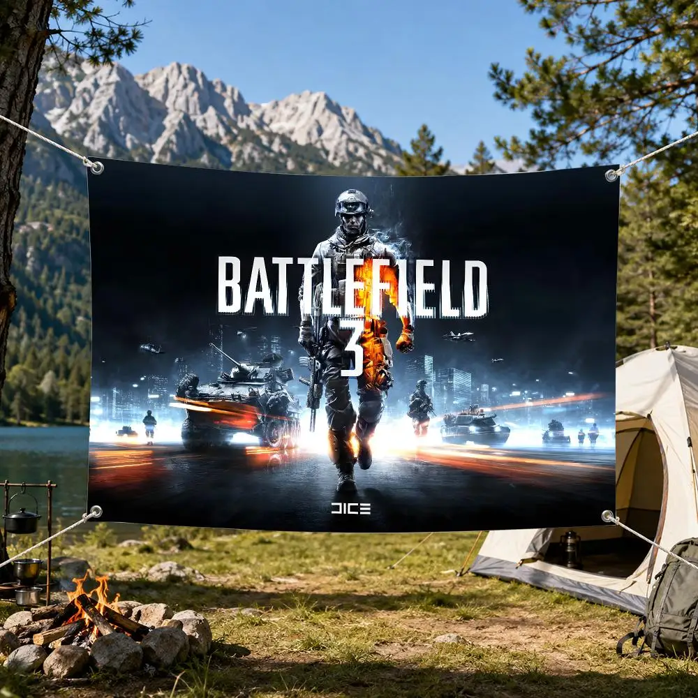 Battlefield Flags Aesthetic Wall Tapestry Printed Wall Hanging Living Room Party Outdoor Decor