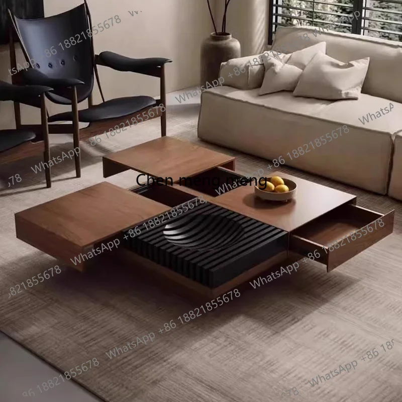 

Italian minimalist solid wood coffee table living room modern simple light luxury high-end designer coffee table for home use